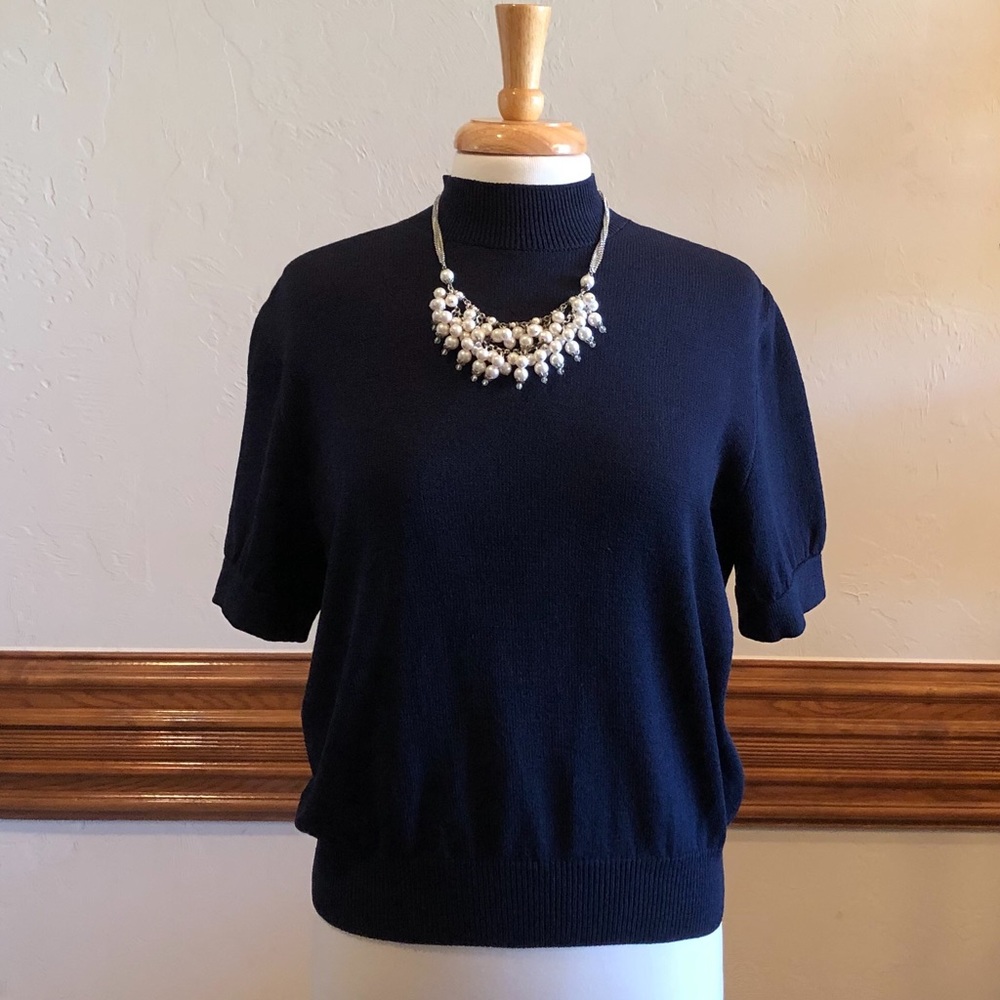 St John Basics by Marie Gray Navy Knit Sweater M
